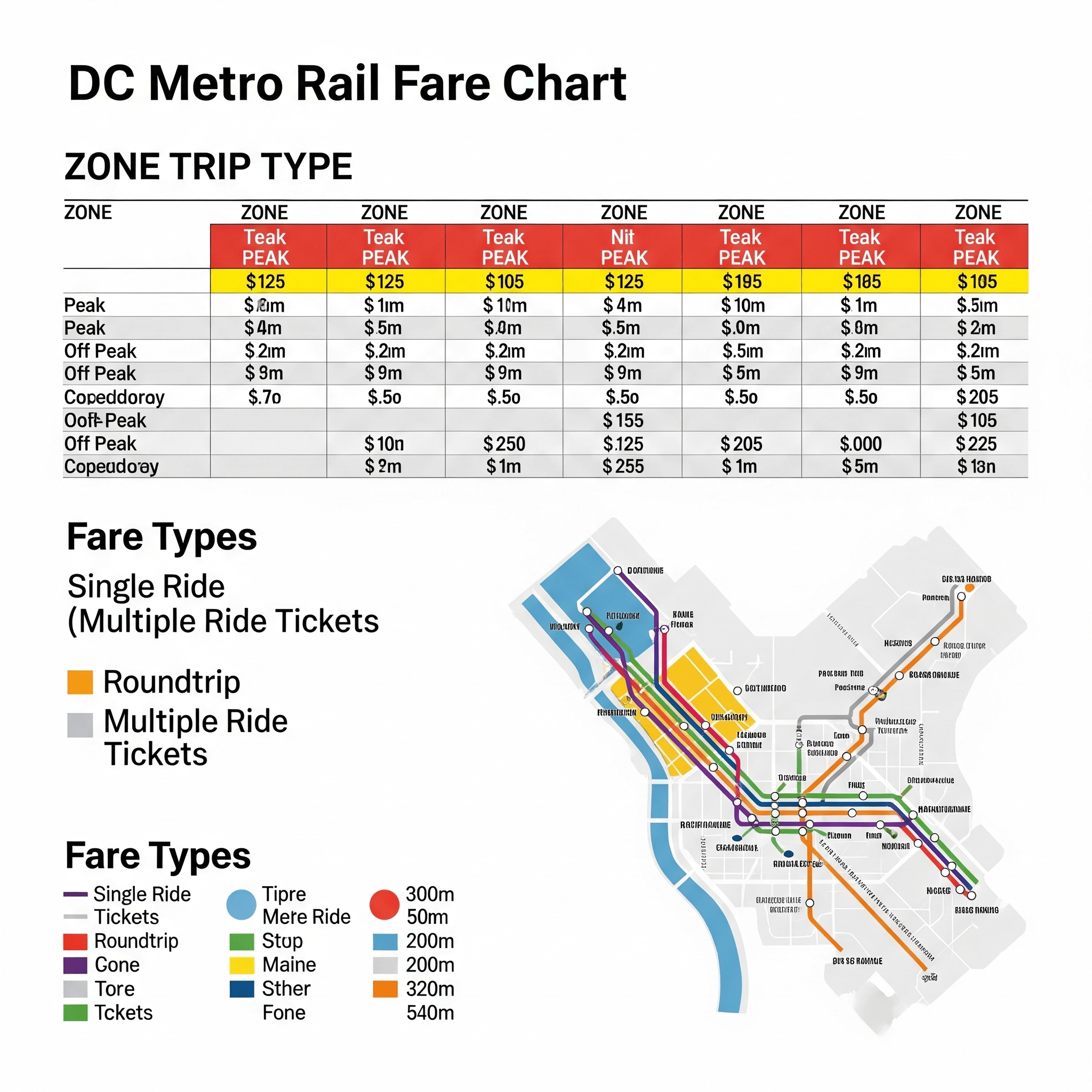 DC Metro Rail Fare Chart